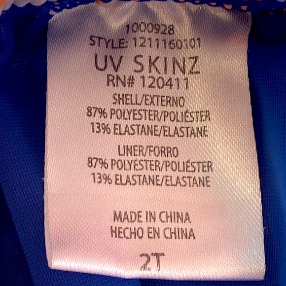 UV Skinz UPF 50+ Pink Peach Orange Blue Papaya Heart Print Swim Skirt Size 2T - Picture 5 of 7